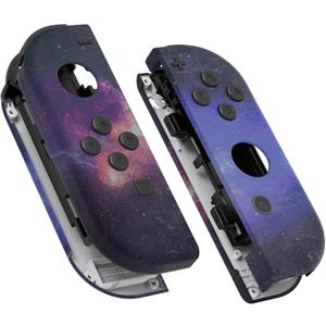 eXtremeRate DIY Replacement Shell Buttons for Nintendo Switch & Switch OLED, Nebula Galaxy Soft Touch Custom Housing with Full Set Button for Joycon Handheld Controller - Console Shell NOT Included