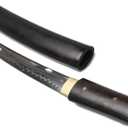 siwode Short Sharp Handmade Katana,Full Tang,Japanese Ninja Samurai Real Sword (T10 Clay_Tempered) 15-Inch (Ebony Scabbard)