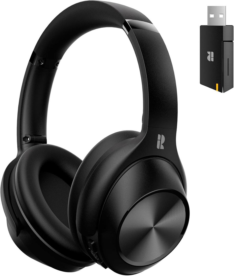 Calmbee Hybrid Active Noise Cancelling Headphones, Bluetooth 5.4 Headphones Wireless Over Ear with Mic for Clear Calls, Hi-Res Audio, 90H Playtime, Transparency, Deep Bass, Dongle Connect, Custom App (Matte Black)