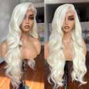 13x4 Lace Front Wigs Blonde Lace Frontal Wig 613 HD Lace Body Wave Pre Plucked Tiny Knots 26 Inch Pre-layered Long Wavy Synthetic Platinum Blonde Valentine Date Style