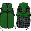 Geyecete Winter Warm Coat Waterproof Dog Winter Jacket with Harness Traction Belt,Pet Outdoor Jacket Dog Autumn and Winter Clothes for Dog-Green-M