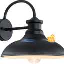 1 Pack Solar Barn Lights for Outside, Dusk to Dawn Farmhouse Gooseneck Barn Light, 12" Large Black Porch Light Fixture Wall Mount, Waterproof Outside Wall Lights Solar Powered for Porch Garage Patio