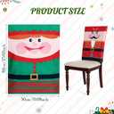 Boao 6 Pcs Christmas Themed Chair Covers Xmas Chair Decorations Christmas Slipcovers for Xmas Party Dining Home Decor