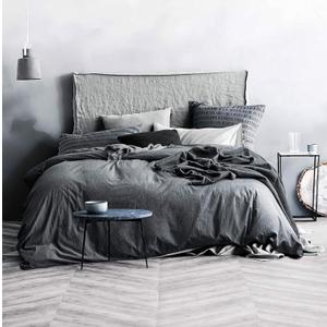 ECOCOTT Grey Duvet Cover Full Size, 100% Washed Cotton 1 Duvet Cover with Zipper and 2 Pillowcases, Ultra Soft and Easy Care Breathable Cozy Simple Style Bedding Set (Dark Grey,Full)