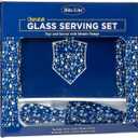 Hanukkah Glass Tray & Server Gift Set by Rite Lite | Elegant Jewish Holiday Party Favors Hostess Gifts Chanukah Mosaic Design Cooking Kitchen Accessories Festival of Lights 12"L