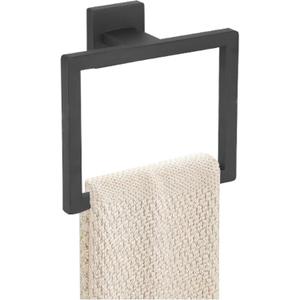 Towel Ring - Thicken SUS 304 Stainless Steel Towel Holder, Towel Racks for Bathroom, Square Modern Design Hand Towel Holder, Contemporary Hand Towel Bar - Matte Black (1PCS)