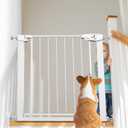 Easy Step Walk-Thru Baby Gate Adjustable Safety Gate for Babies & Pets, Pressure Mount Kit, Includes Wall Cups 29.7-32W x 30.5H, Auto-Close White