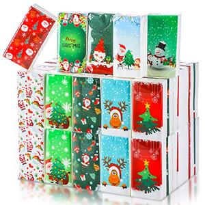 Spiareal 100 Pcs Holiday Christmas Pocket Facial Tissues Pocket Sized Travel Facial Tissue for Christmas Party Favors Holiday Travel Supplies, 10 Design