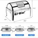 13 QT Roll Top Chafing Dish Buffet Set, Stainless Steel Food Warmer with Perspective Window for Parties, Birthday, Hotels and Weddings,1 Full&2 Half&3 Third Size Food Pan and 1 Water Pan