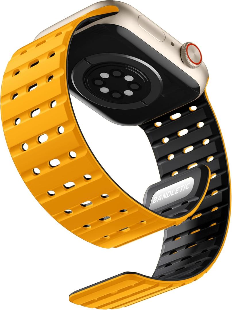Bandletic Magnetic Watchband Compatible with Apple Watch Bands for Women Men, Rugged Silicone Sport Replacement Strap for iWatch 42mm(Series 11/10), 41mm(9/8/7), 40mm(SE3/SE2/SE/6/5/4), 38mm(3/2/1)