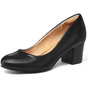 mysoft Women's Pumps Low Chunky Block Heel Round Toe Comfortable Dress Shoes Size 11