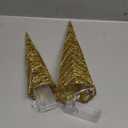 Baquler 2 Packs LED Lighted Christmas Cone Trees Christmas Tree Ornament Gold Glittered Battery Operated Christmas Decoration Xmas Table Decor for Indoor Home Bedroom Tabletop Centerpiece Holiday Party