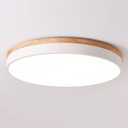 Dimmable Wood LED Flush Mount Ceiling Light, 5CCT 2700K-6000K Modern Round Close to Ceiling Lighting Fixtures, Minimalist White Ceiling Lamp for Living Room, Bedroom, Laundry Room (15.8")