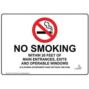 Lilyanaen New Metal Sign Aluminum Sign California No Smoking X Feet for Outdoor & Indoor 12" x 8"