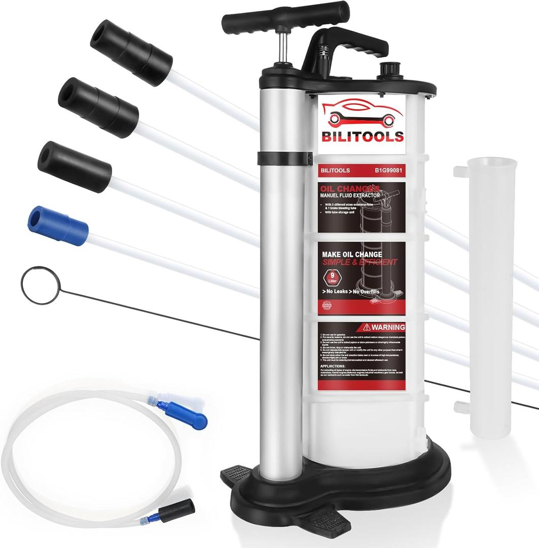 BILITOOLS 9L Manual Oil Extractor Pump, Vacuum Fluid Extractor for Automotive Engine Oil Change Large Capacity 2.4 Gallon for Boat Marine Jetski ect.