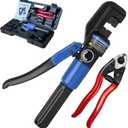 Hydraulic Crimping Tool with Cable Cutter for Stainless Steel Cable Railing Fittings, Wire Rope Crimper with 9 Dies, Wire Swaging Tool for 1/8"-3/16" Cable Railing Kits