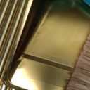 Gold Stainless Steel Broom and Dustpan Set, 2-Piece Long Handle Standing Pan with Comb Teeth, Heavy Duty Windproof Upright Design for Home, Kitchen, Indoor Outdoor Use