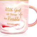 Christian Gifts for Women  With God All Things Are Possible Scripture Mug  Inspirational Bible Verse Coffee Cup, Spiritual Gift for Women, Christmas & Birthday