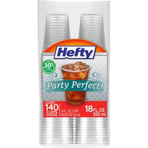 Hefty Party Perfect Clear Plastic Cups, 18 Ounce, 140 Count
