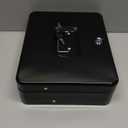 Cash Box with Money Tray - Large Money Box with Lock, Metal Safe Box for Money 9.84" x 7.87" x 3.54" Black