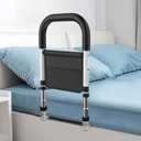 Bed Rails for Elderly Adults Safety, Medical Bed Assist Rail for Seniors, Bed Side Rails for Queen Bed, Height Adjustable Bedside Bed Cane Grab Bar Handle with Storage Bag Fits King Twin Full Size Bed