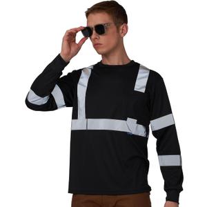 A-SAFETY Safety Shirt,High Visibility Work T Shirt Long Short Sleeve Class 3 (L)