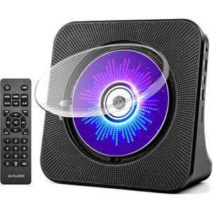 Desktop CD Player with Speakers, CD Players for Home, Portable CD Player with Bluetooth Hi-Fi Stereo Sound,Remote Control,Supports CD/Bluetooth/FM Radio/U Disk/AUX/Timer/Repeat,Black