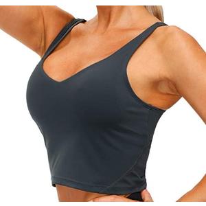 THE GYM PEOPLE Womens' Sports Bra Longline Wirefree Padded with Medium Support