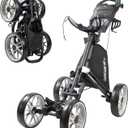 Caddytek CaddyCruiser ONE V8 4 Wheel Golf Push Cart - Lightweight Aluminum Foldable Cart with EVA Wheels, Foot Brake, Adjustable Handle, Cooler Basket, Umbrella Holder, Drink Holder, Scorecard Console, Dark Grey 