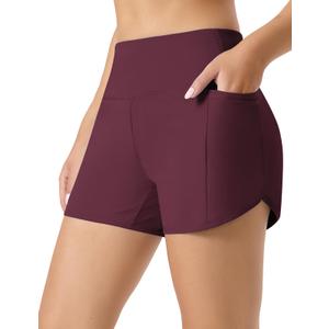 Emlovm Swim Shorts Women Tankini Shorts Tummy Control Boy Short with Liner High Waisted Swimsuit Bottoms Beach Bathing Suits 2026 Wine XX-Large (XXL)