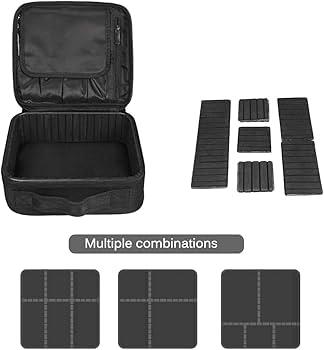Chignon 13.5 X 9.5 Large Makeup Case ,Professional Travel Vanity Cosmetic Train Case, Makeup Bag Organizer for Women Girls Black