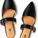 Rekayla Mules for Women Adjustable Strap Pointed Toe Backless Loafer Shoes (9.5, Pu Black)