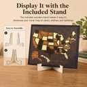 12×10" Wooden USA Travel Map Puzzle for RV Home Art Decor- 50 States Travel Tracker Map with Landmark Stickers, Storage Tin & Display Stand for Families Gift, Educational Geography Board Game