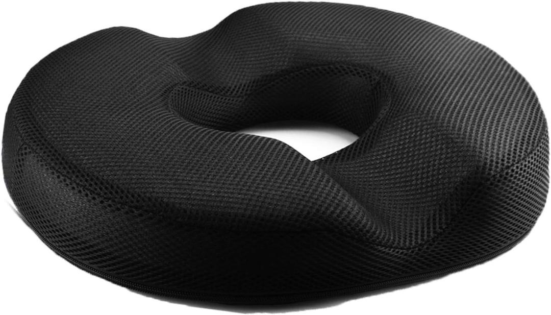 Donut Pillow for Tailbone Pain, Hemorrhoid Tailbone Donut Firm Pillow Memory Foam Seat Cushion Pain Relief for Hemorrhoid Treatment, Coccyx, Prostate, Sciatica, Surgery, Black