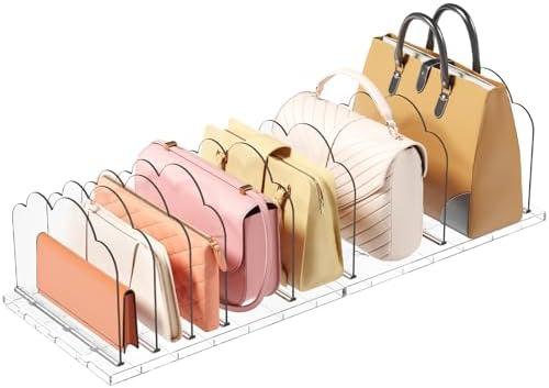 Lifewit Purse Organizer for Closet, Clear Handbags Storage Organizer, Adjustable Clutch Purse Storage Organizer Holder for Closet, 2 Pack Bookshelf Dividers for Sweater in Bedroom 35 x 24 cm/14 × 9.5"