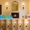 Wall sconces Set of Two Battery Operated Rechargeable Wireless Wall Lights with Remote, 15 Colors & Dimmable Detachable Bulbs, Black Wall Lamps for Bedroom, Living Room, Hallway, and Home Decor