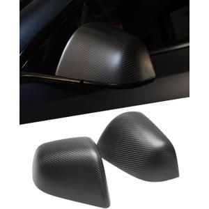Carbon Fiber Mirror Cover Replacement Side View Mirror Cover, 2PCS Glossy Real Carbon Fiber Rearview Mirror Protection Cover Compatible with Tesla Model Y (Model Y-matte)