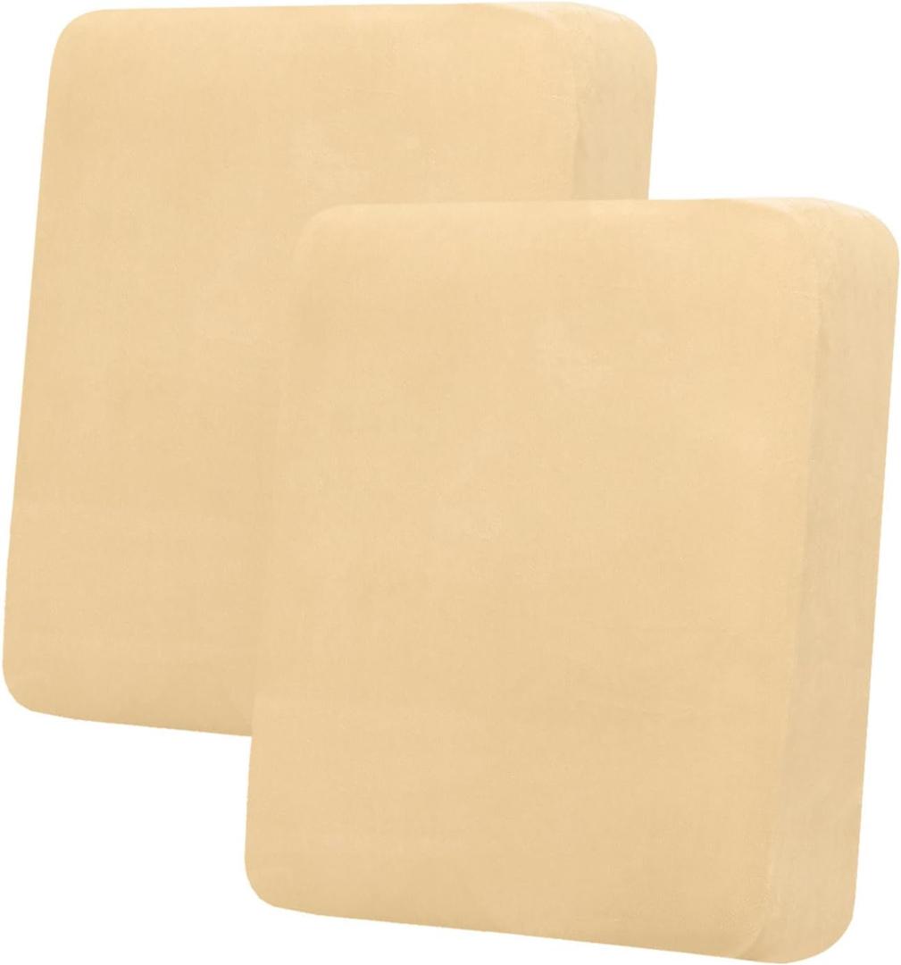hyha Velvet Couch Cushion Covers, Soft Sofa Seat Covers for sectional 2 Cushion Couch Washable, Magic Sofa Slipcover with Elastic Bottom, Non-Slip Furniture Protector for Pets, Kid(2PC, Beige)
