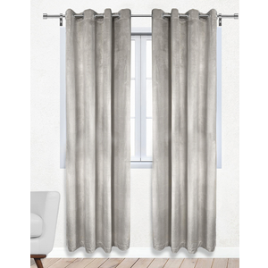Gecheer Blackout Curtains with Rings 2 pcs Gray 37" x 95" Velvet SH141691A (Grey)