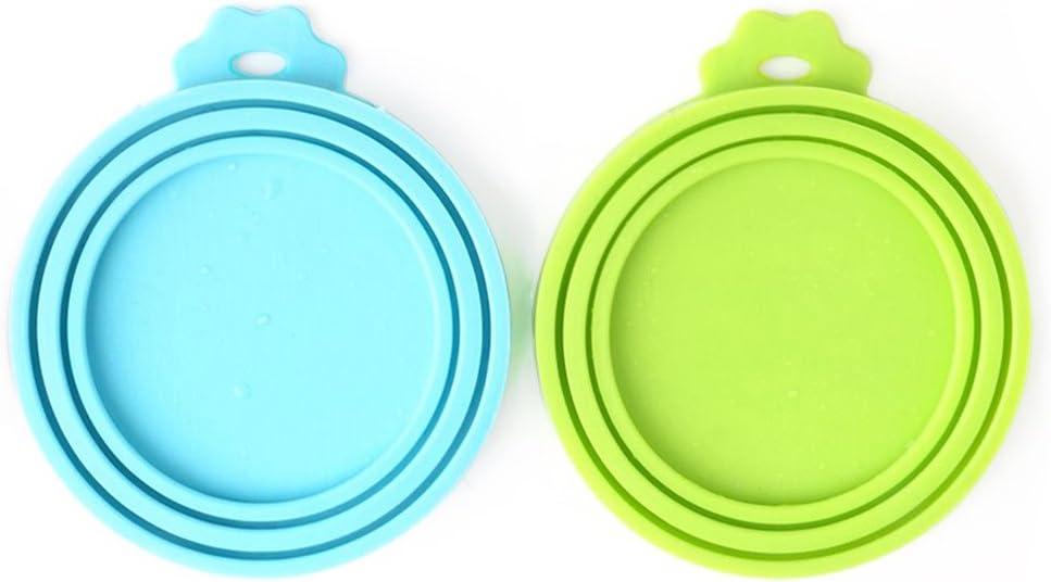 Comtim Pet Food Can Cover Silicone Can Lids for Dog and Cat Food(Universal Size,One fit 3 Standard Size Food Cans),Blue and Green (Blue/Green)