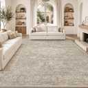 9x12 Area Rugs for Living Room: Washable Boho Vintage Floral Rug Large Soft Non-Slip Rugs Stain Resistant Low Pile Indoor Carpet for Bedroom Dining Room Nursery Home Office Brown