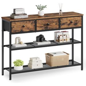 SONGMICS Console Table with 3 Fabric Drawers, Narrow Entryway Furniture, 11.8"D x 38.9"W x 31"H