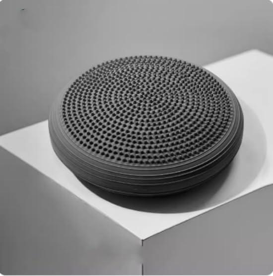 Massage yoga balance pad, children's balance plate, foot massage ball plate, balance training pad, anti slip balance pad (Dark gray - [Free Inflation Cylinder] Diameter: 34cm)