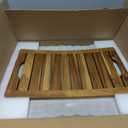 21" Standard Teak Shower Bench with Shelf & Handle - Waterproof, Non-Slip Bath Stool, 300 lbs Capacity - Fits Standard Tubs/Showers & Outdoor Use (Patented) (21"W x 13" Dx 18"H)