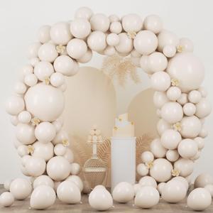 Voircoloria 90pack White Sand Balloons Different Size 18/12/10/5 Inch Sand White Balloon Garland Arch Kit for Wedding, Bridal, Baby Shower, Birthday, Graduation, Anniversary, Bachelorette Decorations