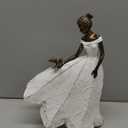 Guichifun Fairy Statue Collection Home Decoration - White Leaf Angel Girls with Bird Resin Home Decor for Outdoor or Indoor Outdoor Yard Decorations Figurines Retirement Gift 8.5 x 5.25 x 12 Inch (Large)