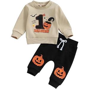 Gureui My First Halloween Baby Boy Outfit Newborn Long Sleeve Pumpkin Patch Sweatshirt Pants Toddler Infant Fall Clothes