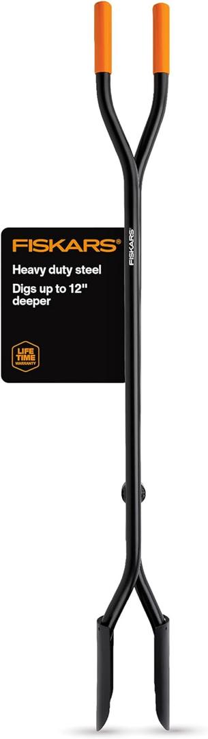 Fiskars 60" Steel Posthole Digger, Long-Handled Construction and Yard Tool, Digger Tool and Garden Tiller for Soil for Fence or Post Installation