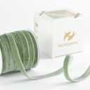 HUIHUANG Sage Green Velvet Ribbon 3/8 inch x 25 Yards Single Face Vintage Sage Velvet Ribbon for Gift Wrapping, Christmas Tree Ornaments, Wreath Decor, Invitations, Bows, Flower Bouquet, Fall Decor