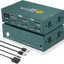 8K@60Hz Displayport KVM Switch 2 Monitors 2 Computers USB 3.0, 4K@240Hz KVM Switch Displayport with 3 USB 3.0 Ports Sharing Keyboard and Mouse, Printer/Scanner, Desktop Controller